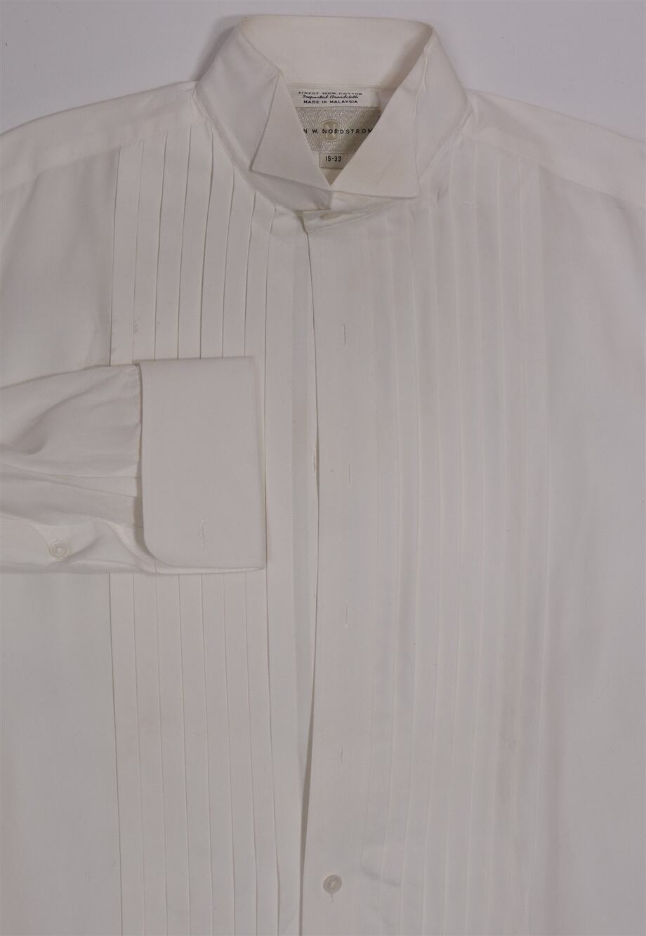John W Nordstrom White Formal Pleated Tuxedo Wedding Dress Shirt 15-33
